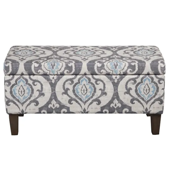 Slate Blue Ikat Storage Ottoman-Kirkland's Home New