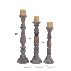 Slate Rustic Mango Wood 3-Pc. Candle Holder Set-Kirkland's Home Discount