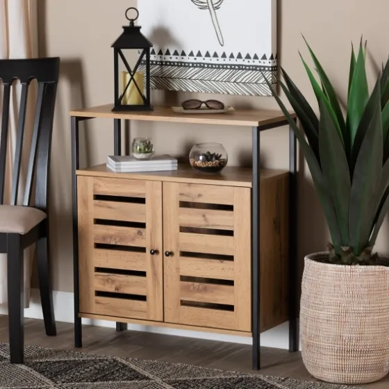 Slatted Oak Wood Cabinet-Kirkland's Home Best Sale