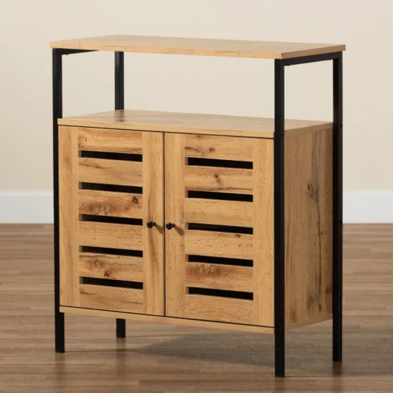 Slatted Oak Wood Cabinet-Kirkland's Home Best Sale