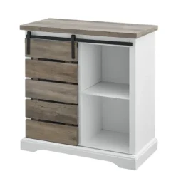 Slatted Sliding Barn Door White And Cabinet-Kirkland's Home Outlet