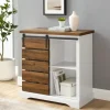 Slatted Sliding Barn Door White And Oak Cabinet-Kirkland's Home Store