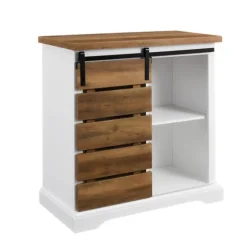 Slatted Sliding Barn Door White And Oak Cabinet-Kirkland's Home Store