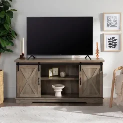Sliding Barn Door Open Shelf Wash Tv Stand-Kirkland's Home Cheap