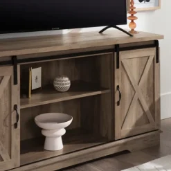 Sliding Barn Door Open Shelf Wash Tv Stand-Kirkland's Home Cheap