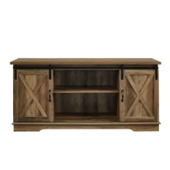 Sliding Barn Door Open Shelf Oak Tv Stand-Kirkland's Home Sale