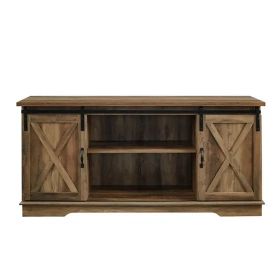 Sliding Barn Door Open Shelf Oak Tv Stand-Kirkland's Home Sale