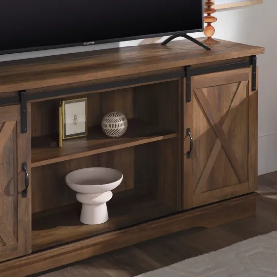 Sliding Barn Door Open Shelf Oak Tv Stand-Kirkland's Home Sale