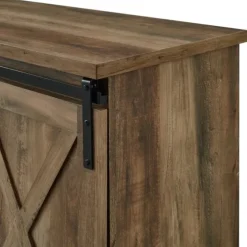 Sliding Barn Door Open Shelf Oak Tv Stand-Kirkland's Home Sale
