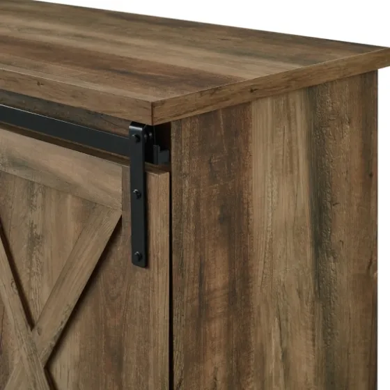 Sliding Barn Door Open Shelf Oak Tv Stand-Kirkland's Home Sale