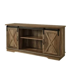 Sliding Barn Door Open Shelf Oak Tv Stand-Kirkland's Home Sale