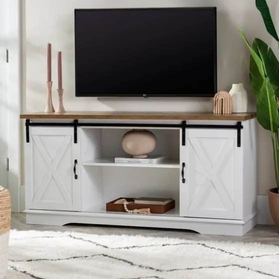 Sliding Door Rustic Oak Top Tv Stand-Kirkland's Home Hot