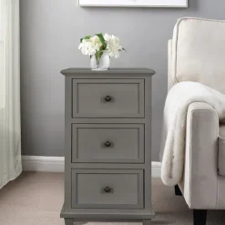 Slim Wooden 3-Drawer Side Table-Kirkland's Home New