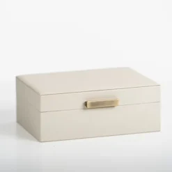 Small Beige Leather Brass Handle Box-Kirkland's Home Hot