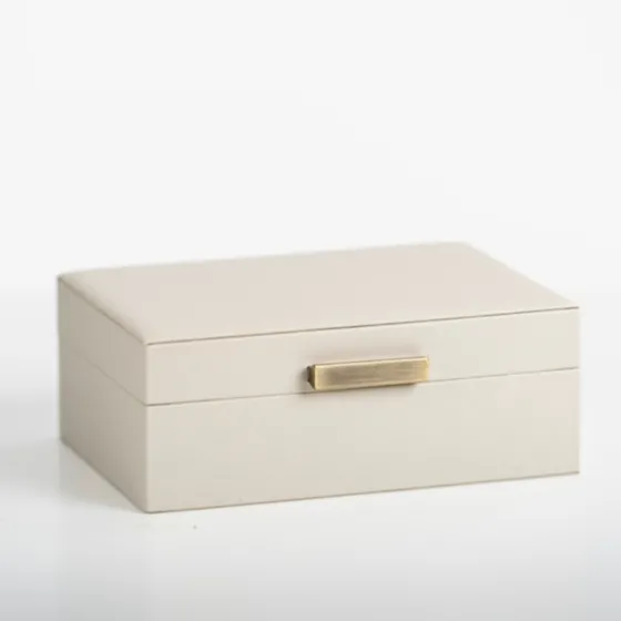 Small Beige Leather Brass Handle Box-Kirkland's Home Hot