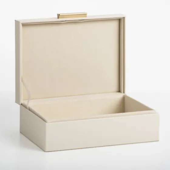 Small Beige Leather Brass Handle Box-Kirkland's Home Hot