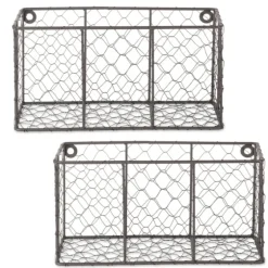 Small Wall Hanging Chicken Wire Baskets, Set Of 2-Kirkland's Home Fashion