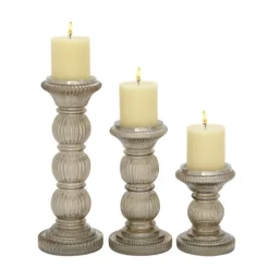 Smoke Glass Pillar Candle Holders, Set Of 3-Kirkland's Home New