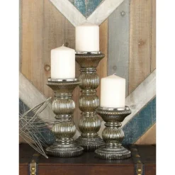 Smoke Glass Pillar Candle Holders, Set Of 3-Kirkland's Home New