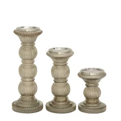 Smoke Glass Pillar Candle Holders, Set Of 3-Kirkland's Home New