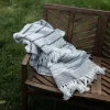 Smokey Gray Fringe Stripe Outdoor Throw Blanket-Kirkland's Home Cheap