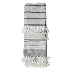 Smokey Gray Fringe Stripe Outdoor Throw Blanket-Kirkland's Home Cheap