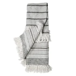Smokey Gray Fringe Stripe Outdoor Throw Blanket-Kirkland's Home Cheap