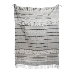 Smokey Gray Fringe Stripe Outdoor Throw Blanket-Kirkland's Home Cheap