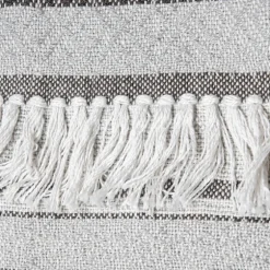 Smokey Gray Fringe Stripe Outdoor Throw Blanket-Kirkland's Home Cheap