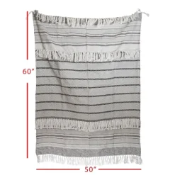 Smokey Gray Fringe Stripe Outdoor Throw Blanket-Kirkland's Home Cheap