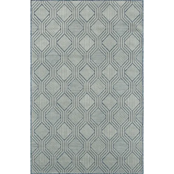 Smoky Blue Geometric Indoor/Outdoor Area Rug, 5X7-Kirkland's Home Cheap