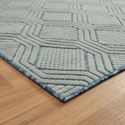 Smoky Blue Geometric Indoor/Outdoor Area Rug, 5X7-Kirkland's Home Cheap