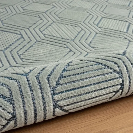 Smoky Blue Geometric Indoor/Outdoor Area Rug, 5X7-Kirkland's Home Cheap