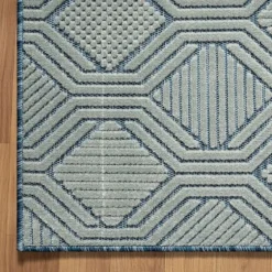 Smoky Blue Geometric Indoor/Outdoor Area Rug, 5X7-Kirkland's Home Cheap