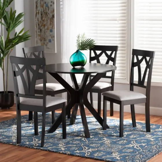 Smoky Gray Upholstered Swoop Back 5-Pc. Dining Set-Kirkland's Home Best Sale