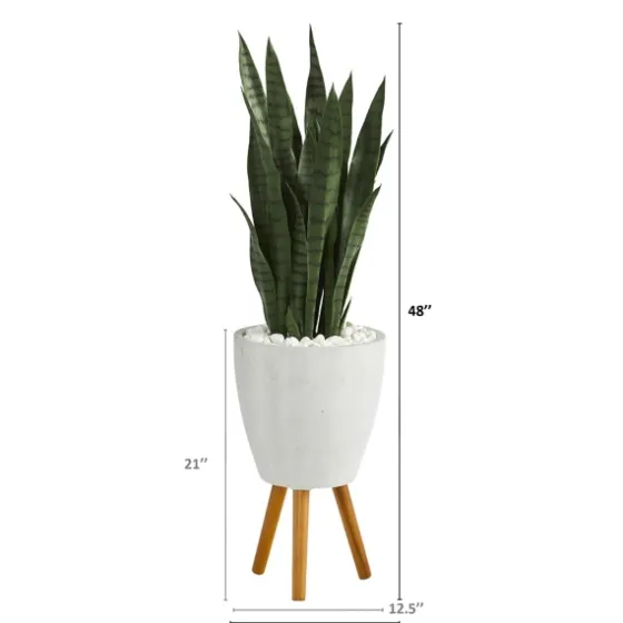 Snake Plant In White Tri-Pod Planter-Kirkland's Home Discount
