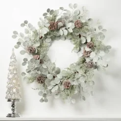 Snow Dusted Eucalyptus And Pinecone Wreath-Kirkland's Home Shop