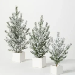 Snowy Pine White Potted Christmas Trees, Set Of 3-Kirkland's Home Best