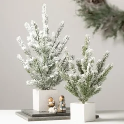 Snowy Pine White Potted Christmas Trees, Set Of 3-Kirkland's Home Best