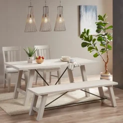 Sofia Wooden Dining Bench With Metal Bars-Kirkland's Home New