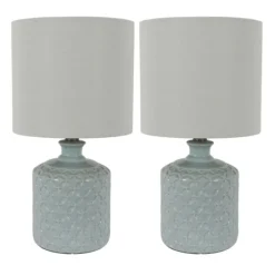Soft Blue Embossed Ceramic Table Lamps, Set Of 2-Kirkland's Home Cheap