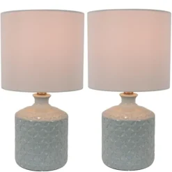 Soft Blue Embossed Ceramic Table Lamps, Set Of 2-Kirkland's Home Cheap