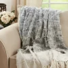 Soft Blue Textured Striped Tassel Throw-Kirkland's Home Cheap