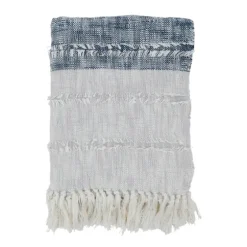 Soft Blue Textured Striped Tassel Throw-Kirkland's Home Cheap