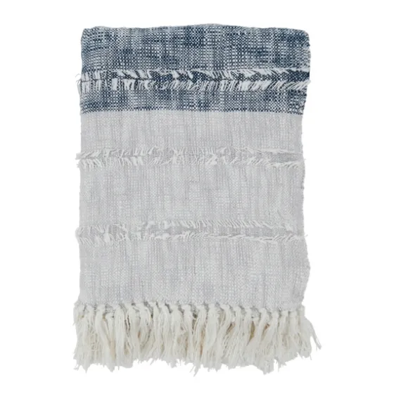 Soft Blue Textured Striped Tassel Throw-Kirkland's Home Cheap
