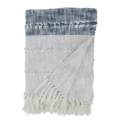 Soft Blue Textured Striped Tassel Throw-Kirkland's Home Cheap