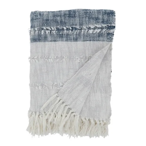 Soft Blue Textured Striped Tassel Throw-Kirkland's Home Cheap