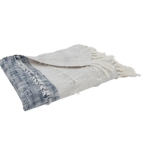Soft Blue Textured Striped Tassel Throw-Kirkland's Home Cheap