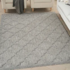 Soft Silver Trellis Outdoor Area Rug, 4X6-Kirkland's Home Hot