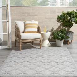 Soft Silver Trellis Outdoor Area Rug, 4X6-Kirkland's Home Hot